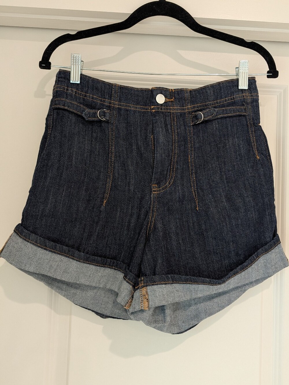 Pilcro Dark Blue Cuffed Denim Shorts Size 25